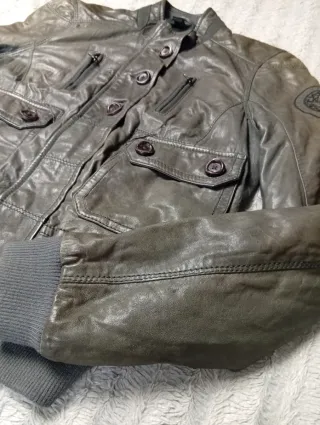 Napapijri Vintage Leather Bomber Y2k - S
