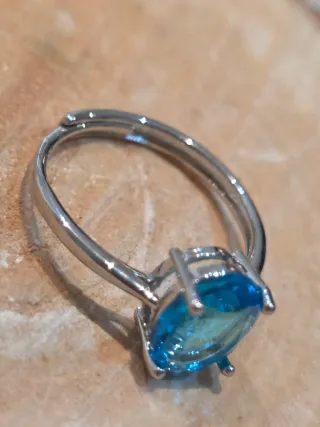 Anillo Plata Topacio Azul Ajustable