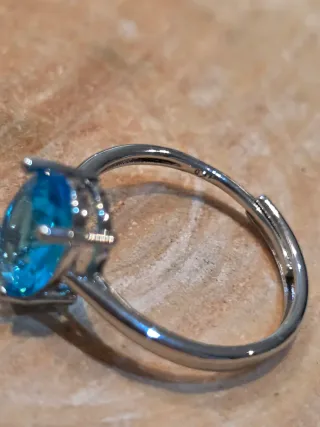 Anillo Plata Topacio Azul Ajustable