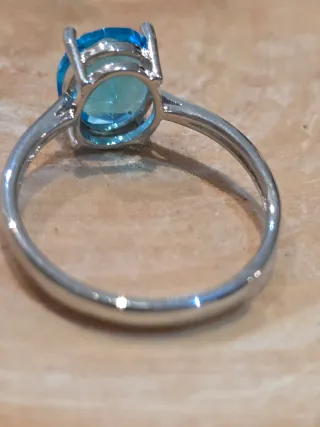 Anillo Plata Topacio Azul Ajustable