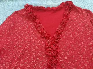 Chaqueta mujer roja con volantes