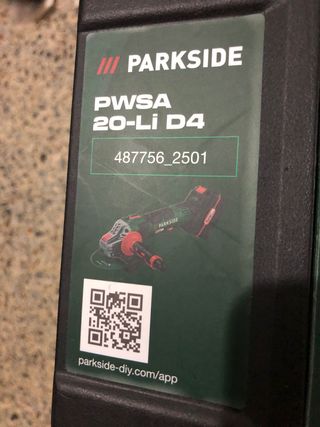 Maletín Parkside Amoladora PWSA 20-Li D4