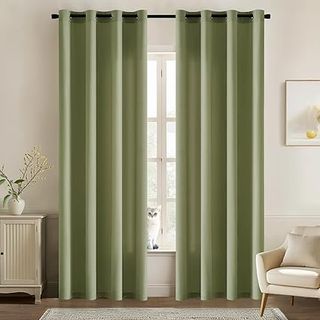 MIULEE Cortinas Dormitorio Salon Modernas Translucidas Cortina Cocina Ventana Habitacion 2 Piezas 140x145cm Verde Haba