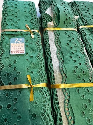 Tiras bordadas de encaje verde y azul