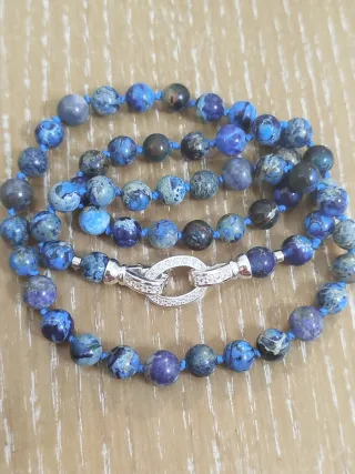 Collana Giada Imperiale Blu con Gancio Argentato