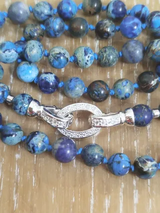 Collana Giada Imperiale Blu con Gancio Argentato