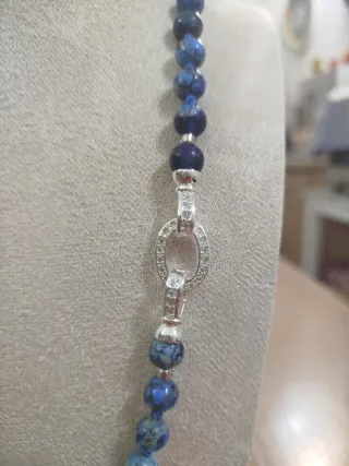 Collana Giada Imperiale Blu con Gancio Argentato