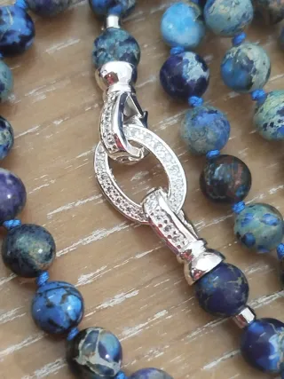 Collana Giada Imperiale Blu con Gancio Argentato