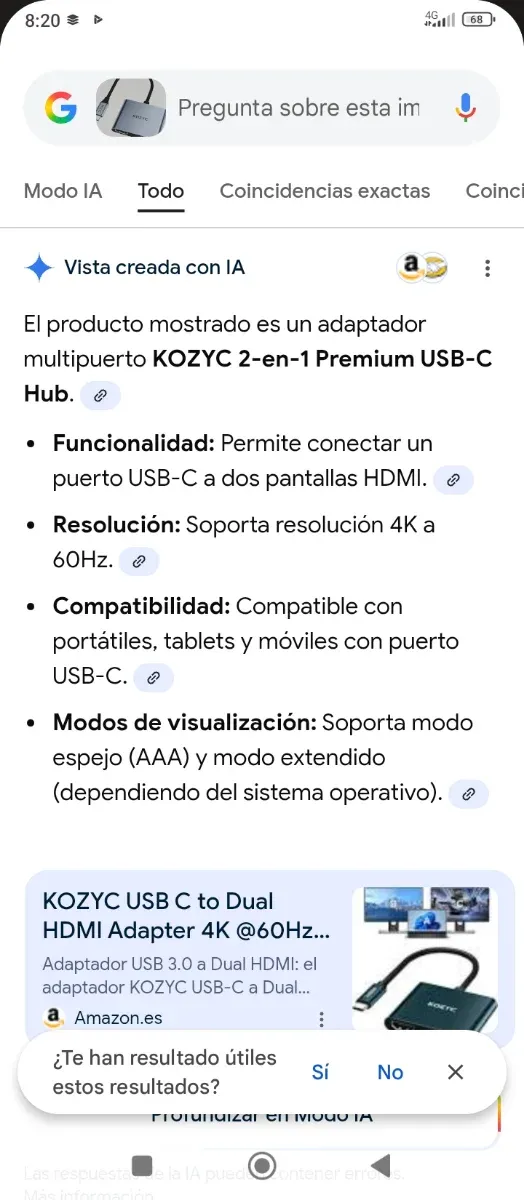 Adaptador USB C a Dual HDMI 4K@60Hz KOZYC afbeelding 2
