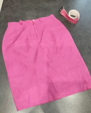 Gonna Adelaide tg 48 italiana in lino fucsia