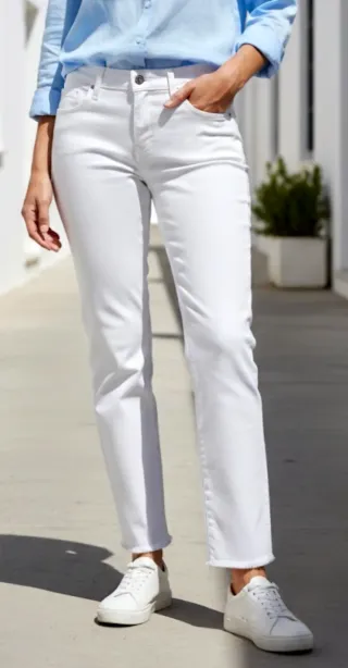 Pantalón Zara Vaquero Elástico Blanco T-38