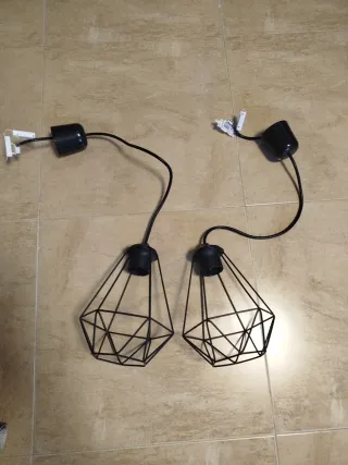 Lampade a sospensione gabbia nera (2 pz)
