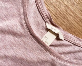 Camiseta H&M Mujer Rosa Jaspeado Talla S