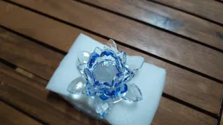 Decorazione Fior di Loto Vetro Blu