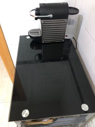 Carrito organizador con baldas cristal negro