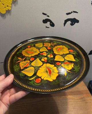 Vassoio vintage decorato fiori
