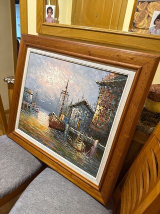 Precioso Cuadro de puerto con barcos