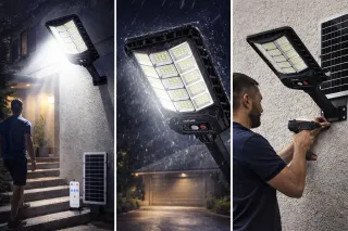 LAMPIONE LED SOLARE 2000W CON STAFFA CREPUSCOLARE