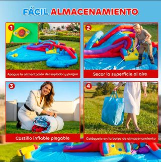 Castillo hinchable acuático con tobogán