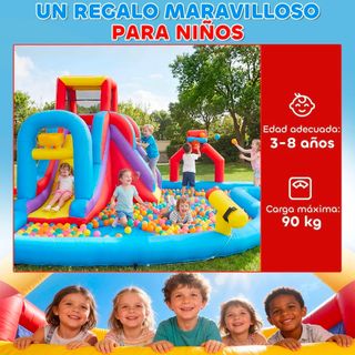 Castillo hinchable acuático con tobogán