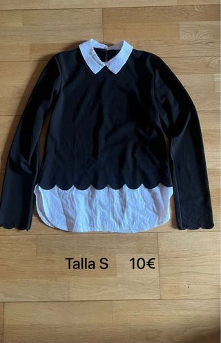 Jersey negro con cuello blanco Talla S