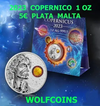 🇲🇹 Malta 1 Onza Plata Proof Copérnico 2023
