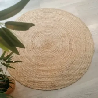 Alfombra Redonda Yute Natural Estilo Nórdico