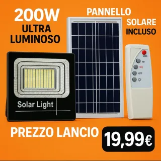 Faro Esterno con Pannello solare 200W telecomando