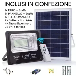 Faro Esterno 800W con Pannello Solare Crepuscolare