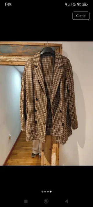 Blazer cuadros marrón y beige