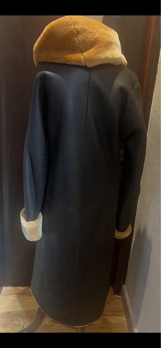 Abrigo piel y pelo T. S/M Negro/Marrón