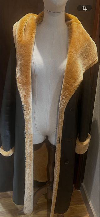 Abrigo piel y pelo T. S/M Negro/Marrón