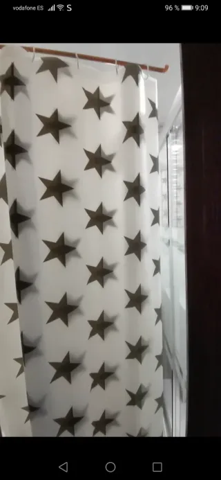 Cortina de Bañera Estrellas Grises y Blancas