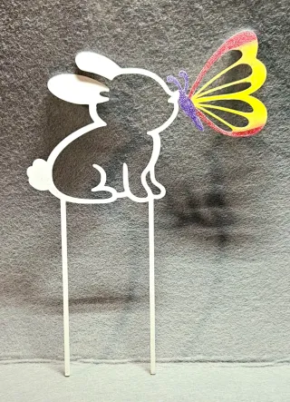 Decorazione Vaso Coniglio Farfalla Metallo