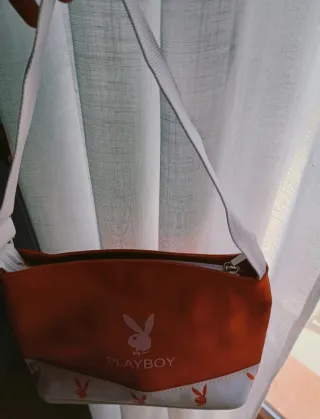 Borsa a spalla Playboy arancione e bianca