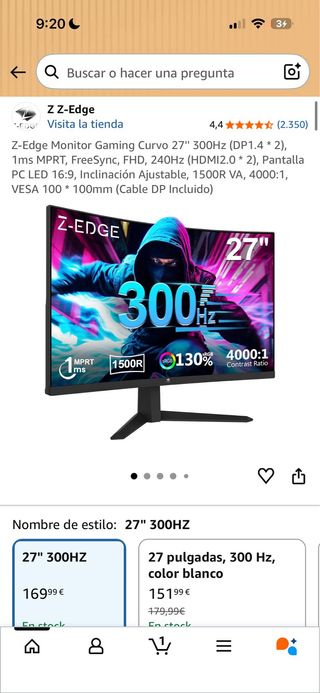 Monitor Z-Edge 300Hz 1Ms