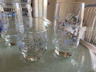 Set 12 Bicchieri Decorati Fiori Blu