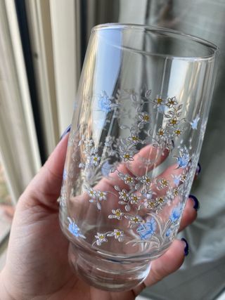 Set 12 Bicchieri Decorati Fiori Blu