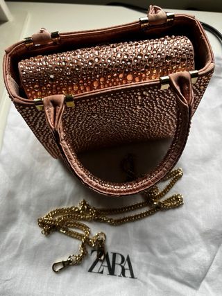 Bolso Zara Brillante Rosa y Dorado
