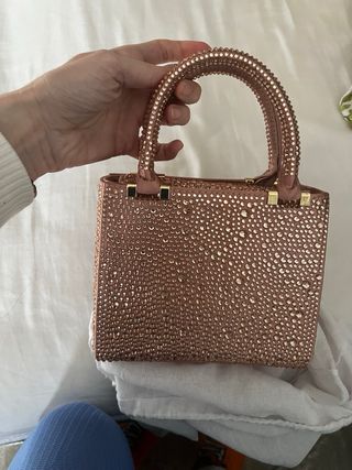 Bolso Zara Brillante Rosa y Dorado