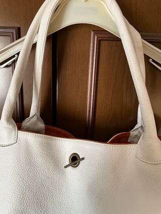 Borsa bifacciale in vera pelle e camoscio naturale