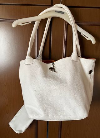 Borsa bifacciale in vera pelle e camoscio naturale