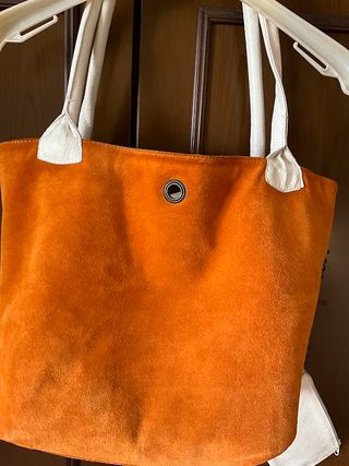 Borsa bifacciale in vera pelle e camoscio naturale