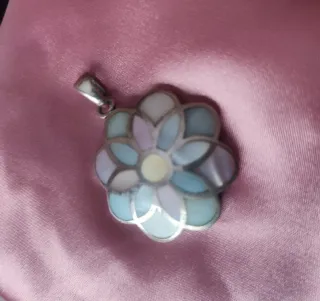 Colgante Plata Ley Nácar Flor Multicolor