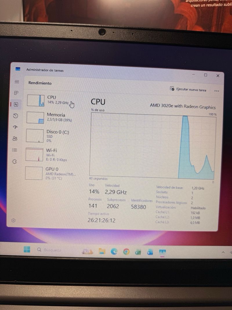 Portátil Lenovo Ryzen 3 8GB RAM Gris afbeelding 4
