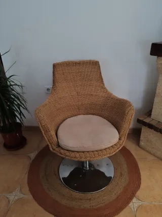 Sillón trenzado de cuerdas beige