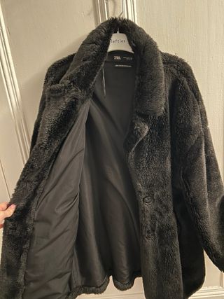 Abrigo Zara Piel Sintética Negro