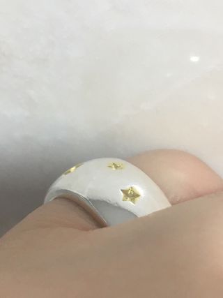 Anillo Plata Ajustable Estrellas Doradas