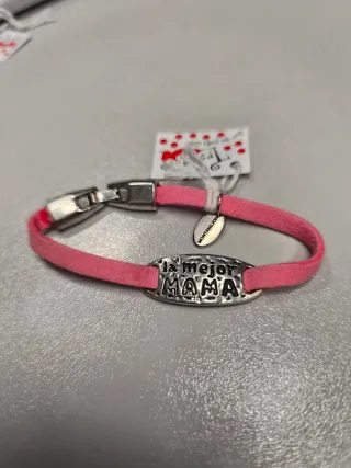 Pulsera La mejor mamá rosa y plata