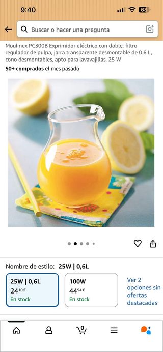 Moulinex PC300B Exprimidor Eléctrico 25W